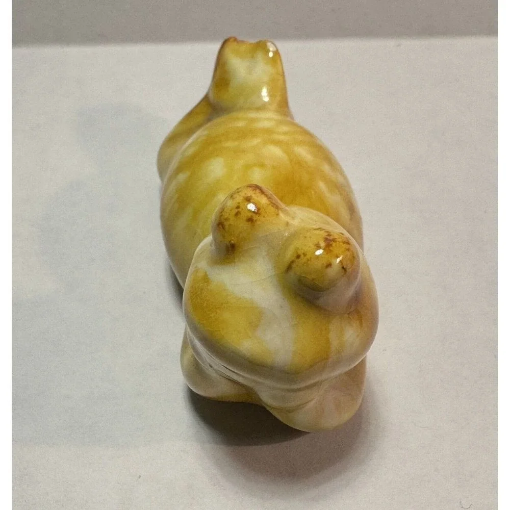 Ceramic‎ Drip Glazed Frog Gold and white Figurine